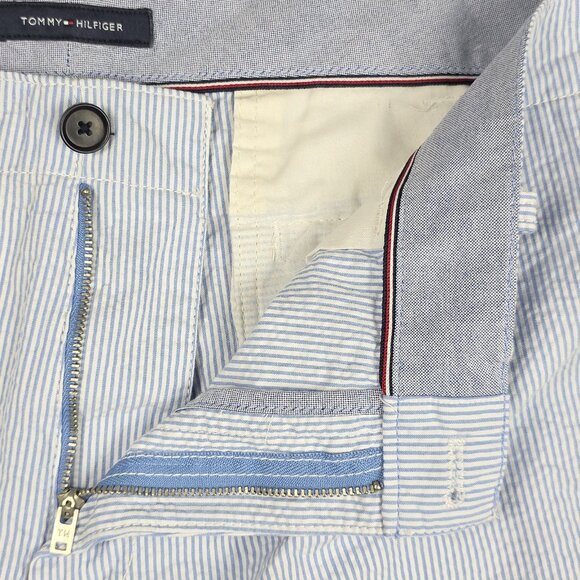Tommy Hilfiger Men Shorts Size 40 Blue White Seersucker Preppy EUC Beach Striped - Picture 6 of 13
